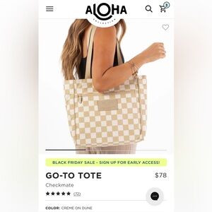 NWT Aloha Collection Go To Tote in Checkmate